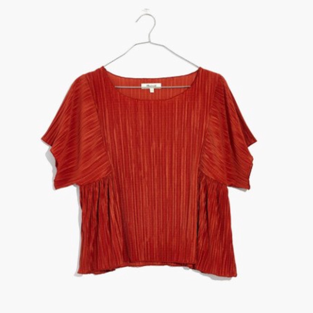 Madewell Micropleat Top In Rusty Torch Size XL
